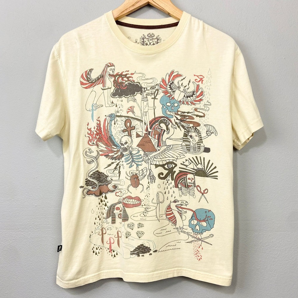 Marc Ecko Cut & Sew Graphic Print T-Shirt‎ Size L Egyptian Skull Y2K Streetwear